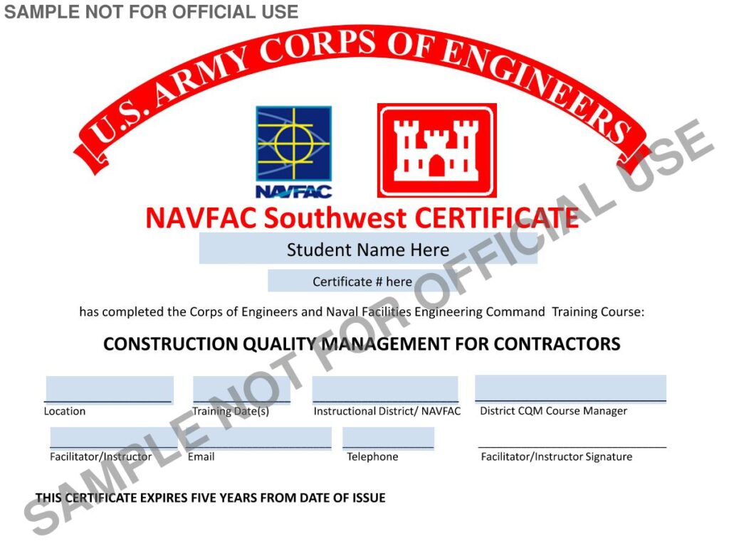 Get USACE CQM Certification in Maryland | Fast Track