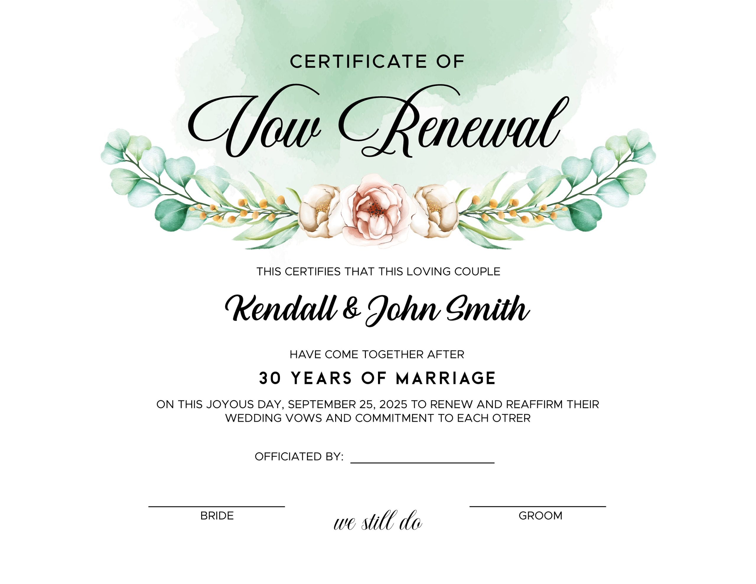 Printable Wedding Vow Renewal Certificate Template 32 Printable Wedding Vow Renewal Certificate Template