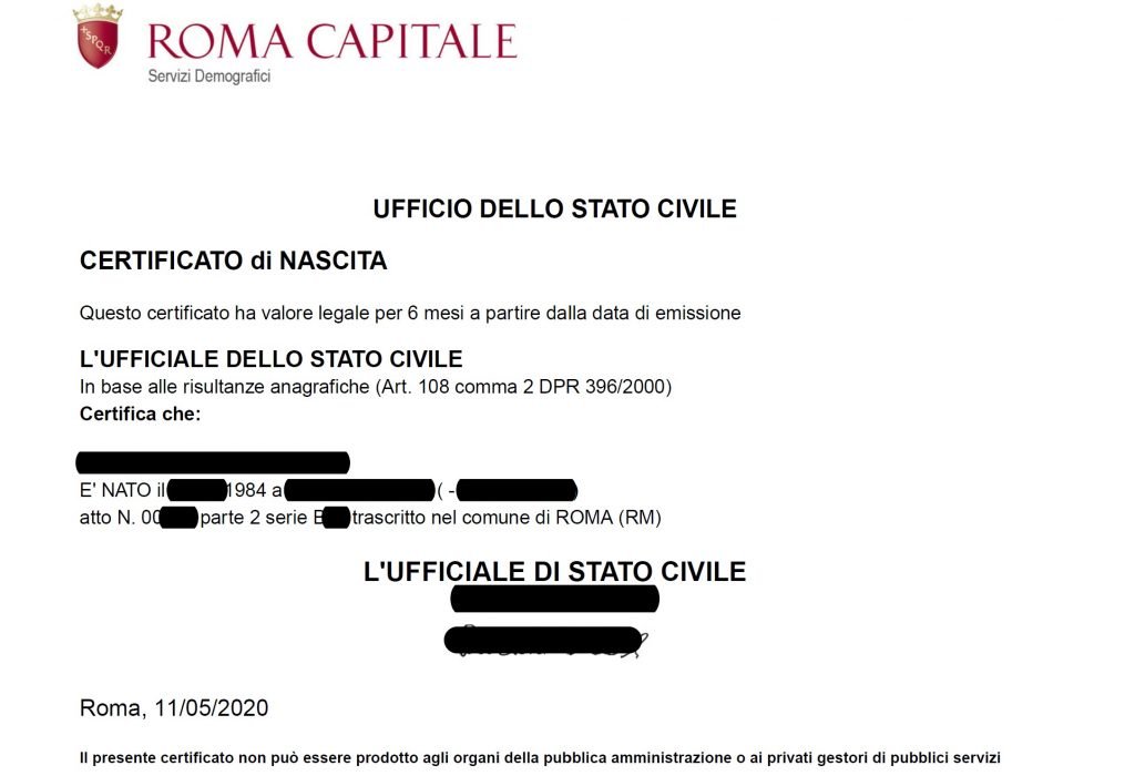 email for italian birth certificate get it now
