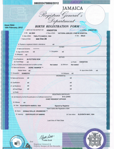 get your official jamaican birth certificate fast