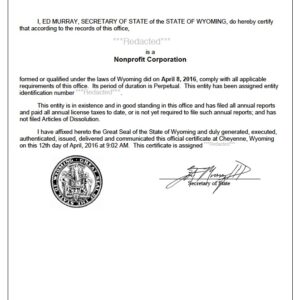 get your wyoming certificate of good standing fast